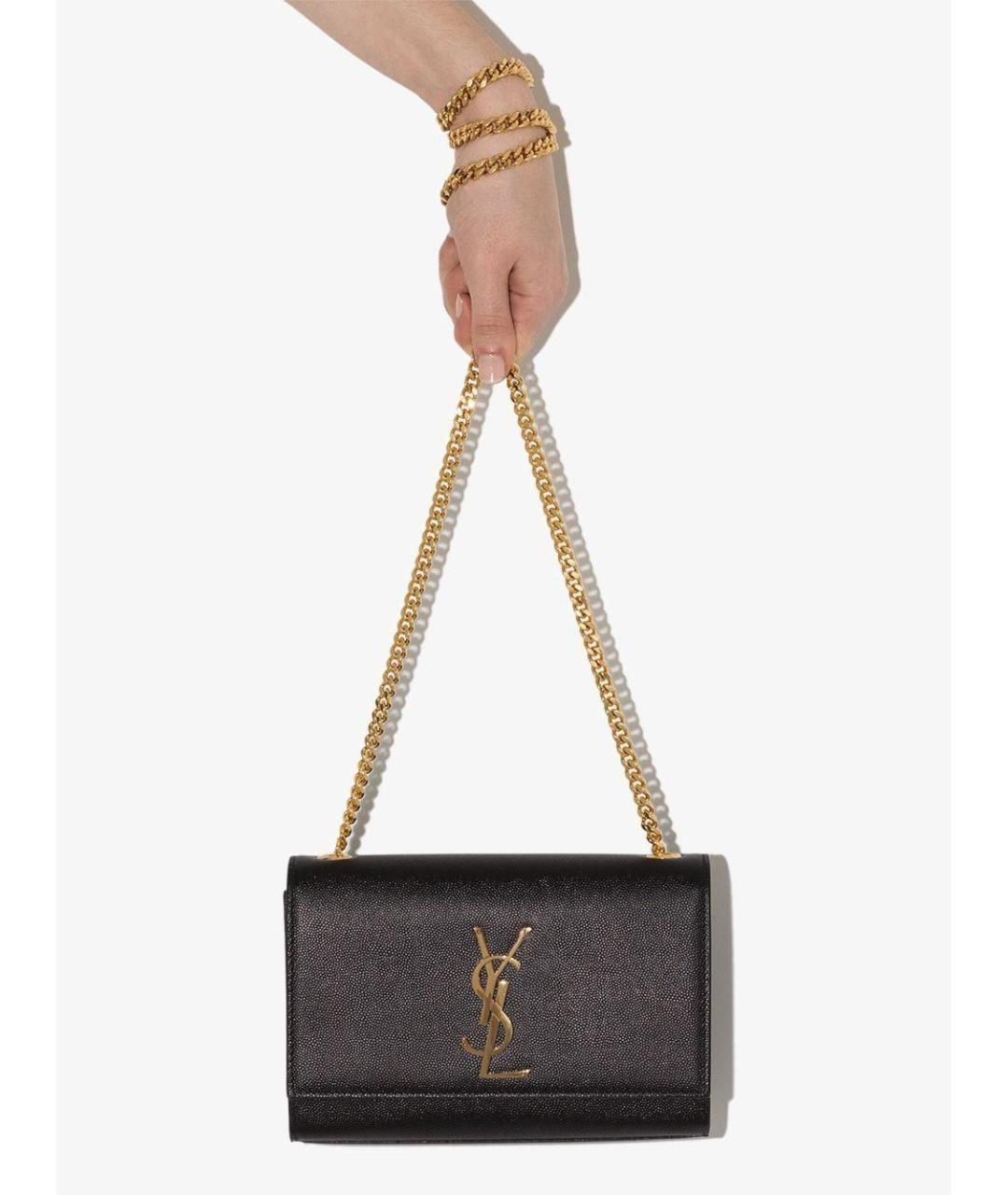 SAINT LAURENT Черная кожаная сумка через плечо, фото 4