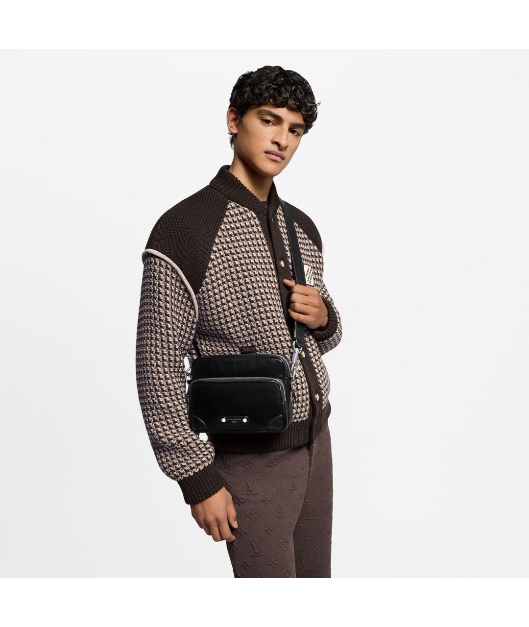 LOUIS VUITTON Черная кожаная сумка на плечо, фото 5
