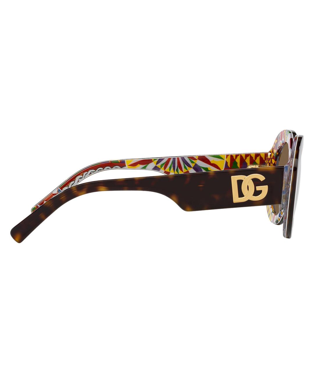 DOLCE&GABBANA Коричневые пластиковые солнцезащитные очки, фото 3