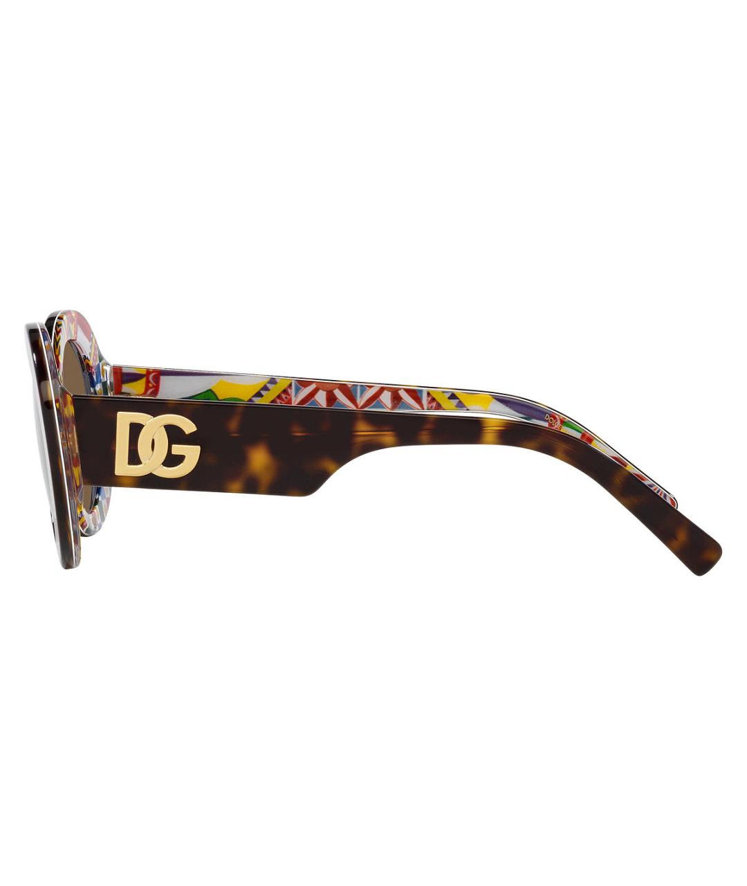 DOLCE&GABBANA Коричневые пластиковые солнцезащитные очки, фото 5