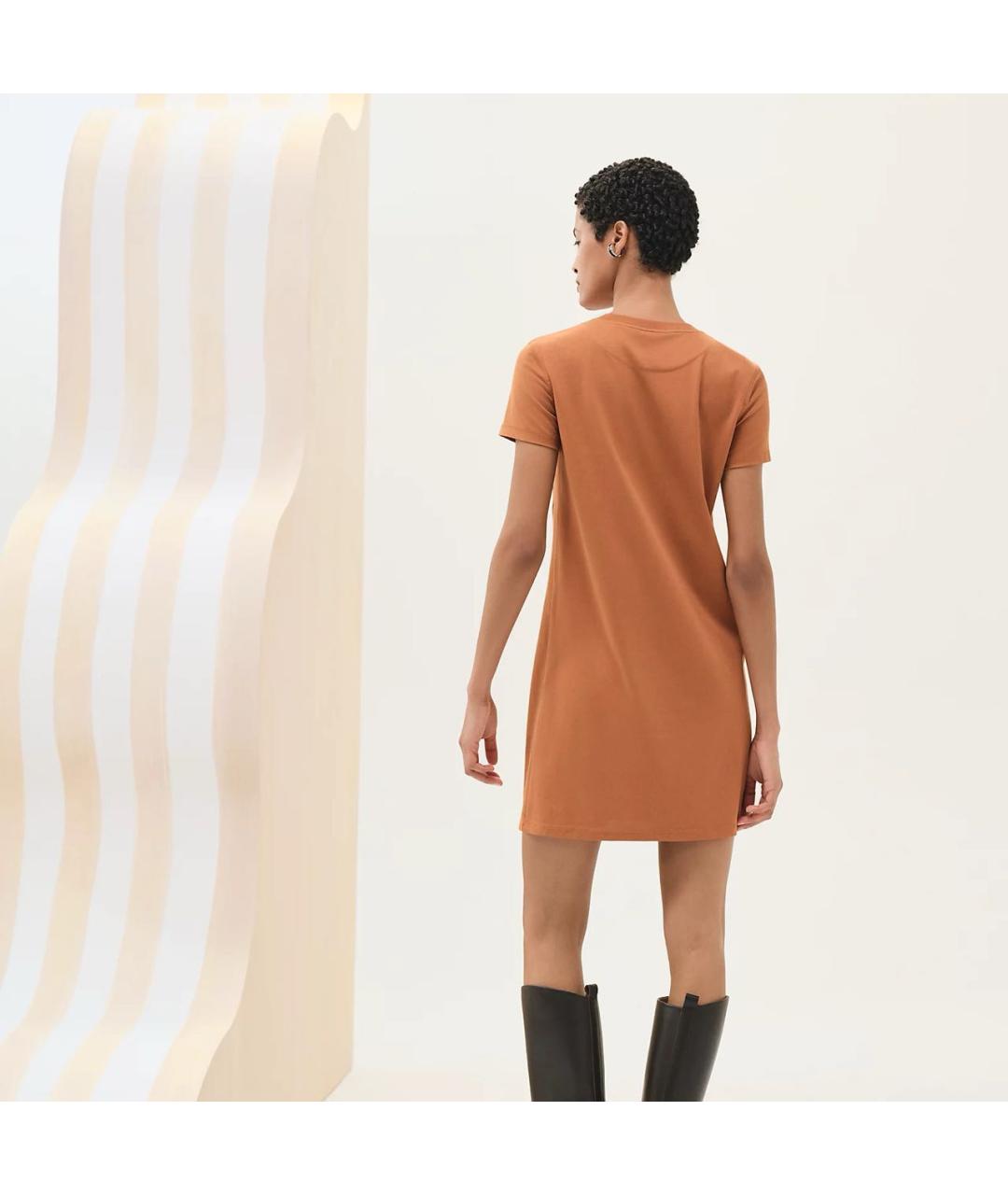 HERMES Коричневое хлопковое повседневное платье, фото 3