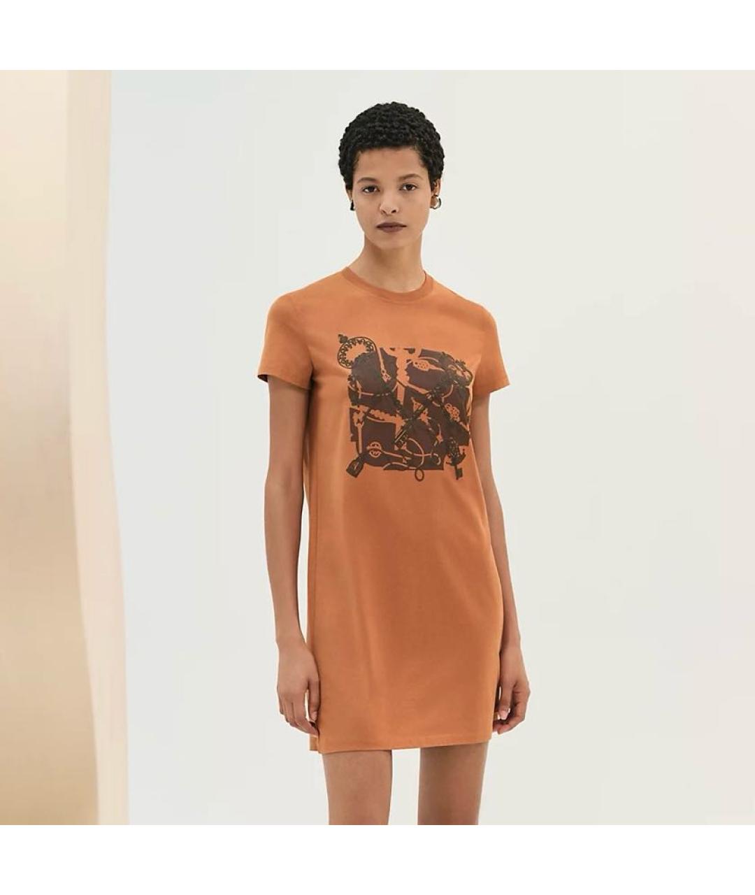 HERMES Коричневое хлопковое повседневное платье, фото 5