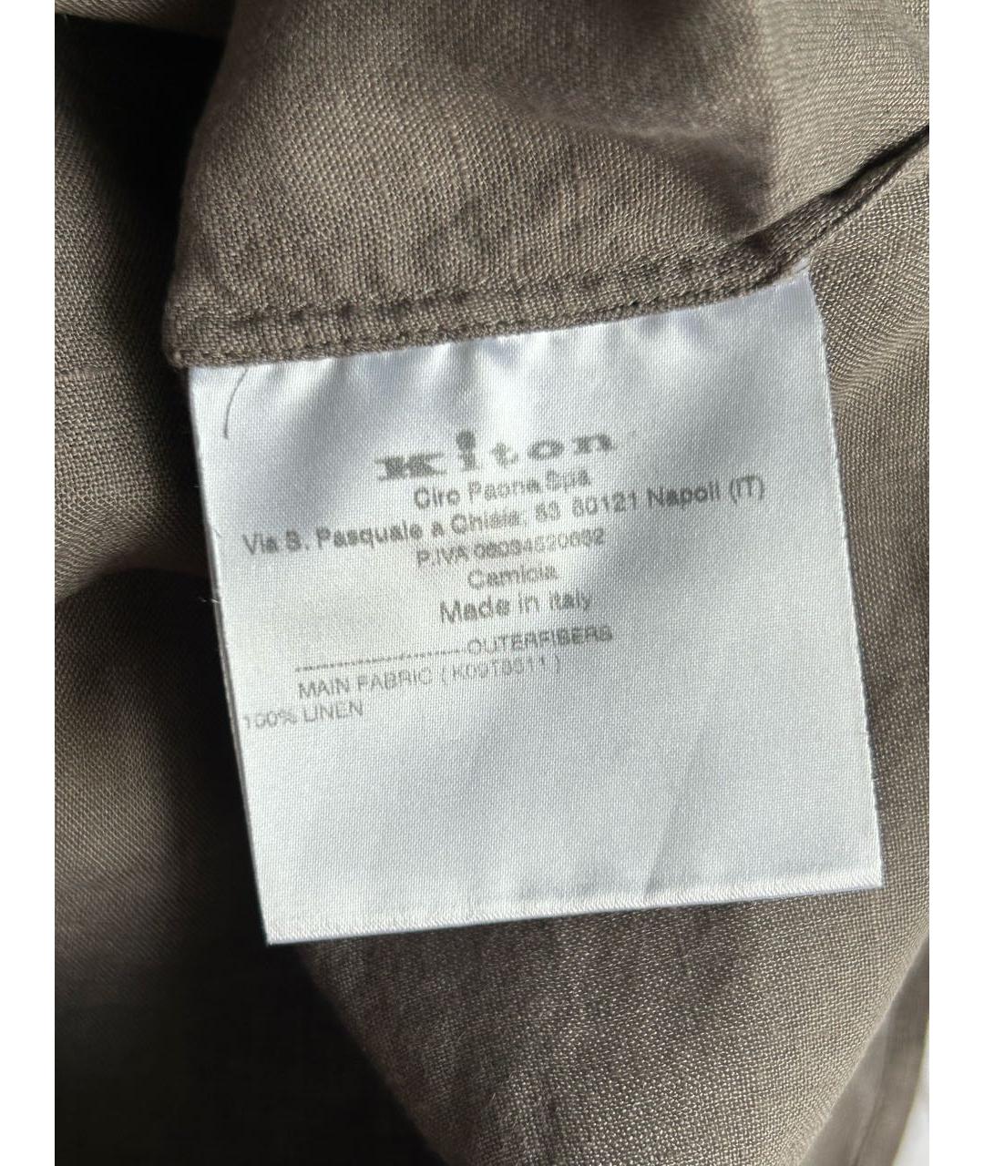 KITON Коричневая льняная майка, фото 7