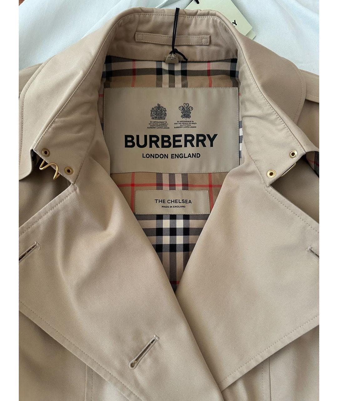 BURBERRY Бежевый хлопковый тренч/плащ, фото 3