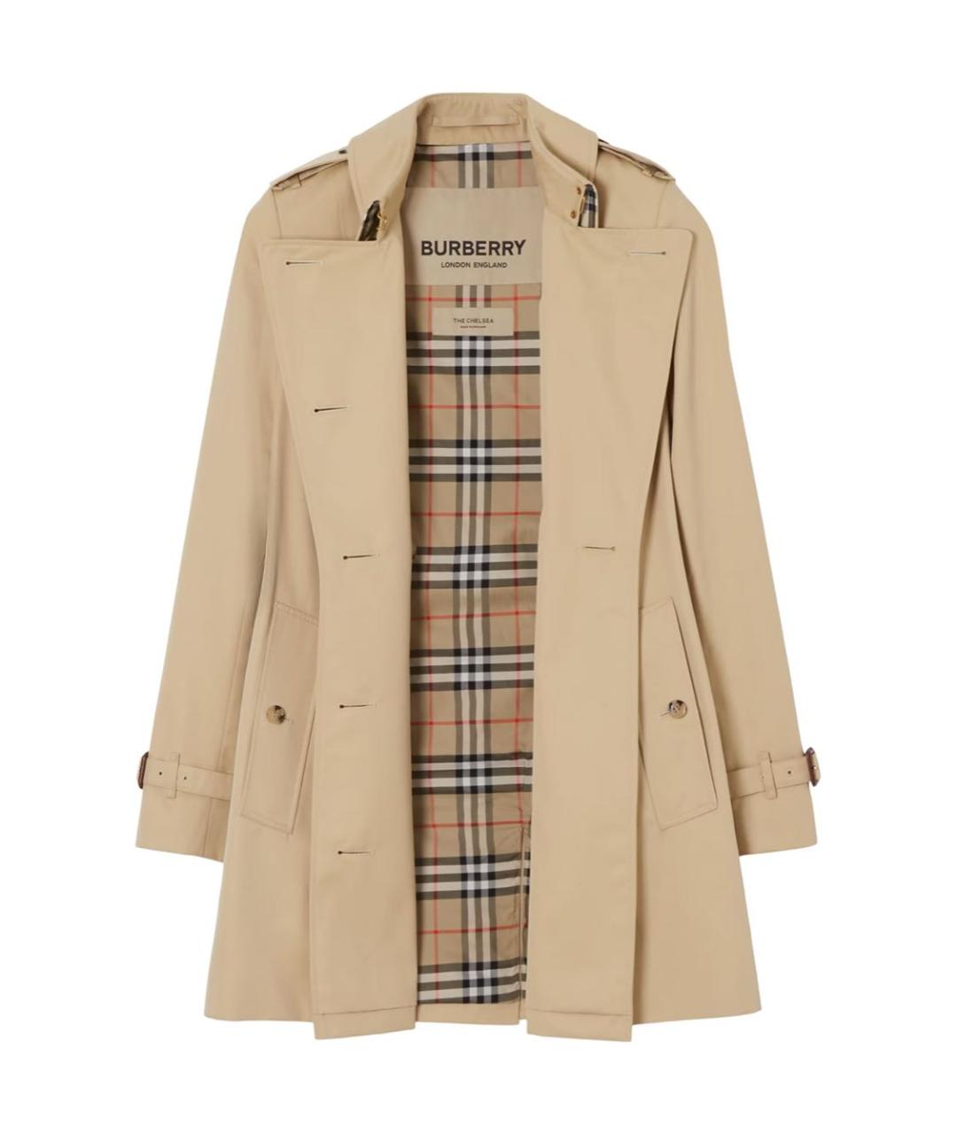 BURBERRY Бежевый хлопковый тренч/плащ, фото 5