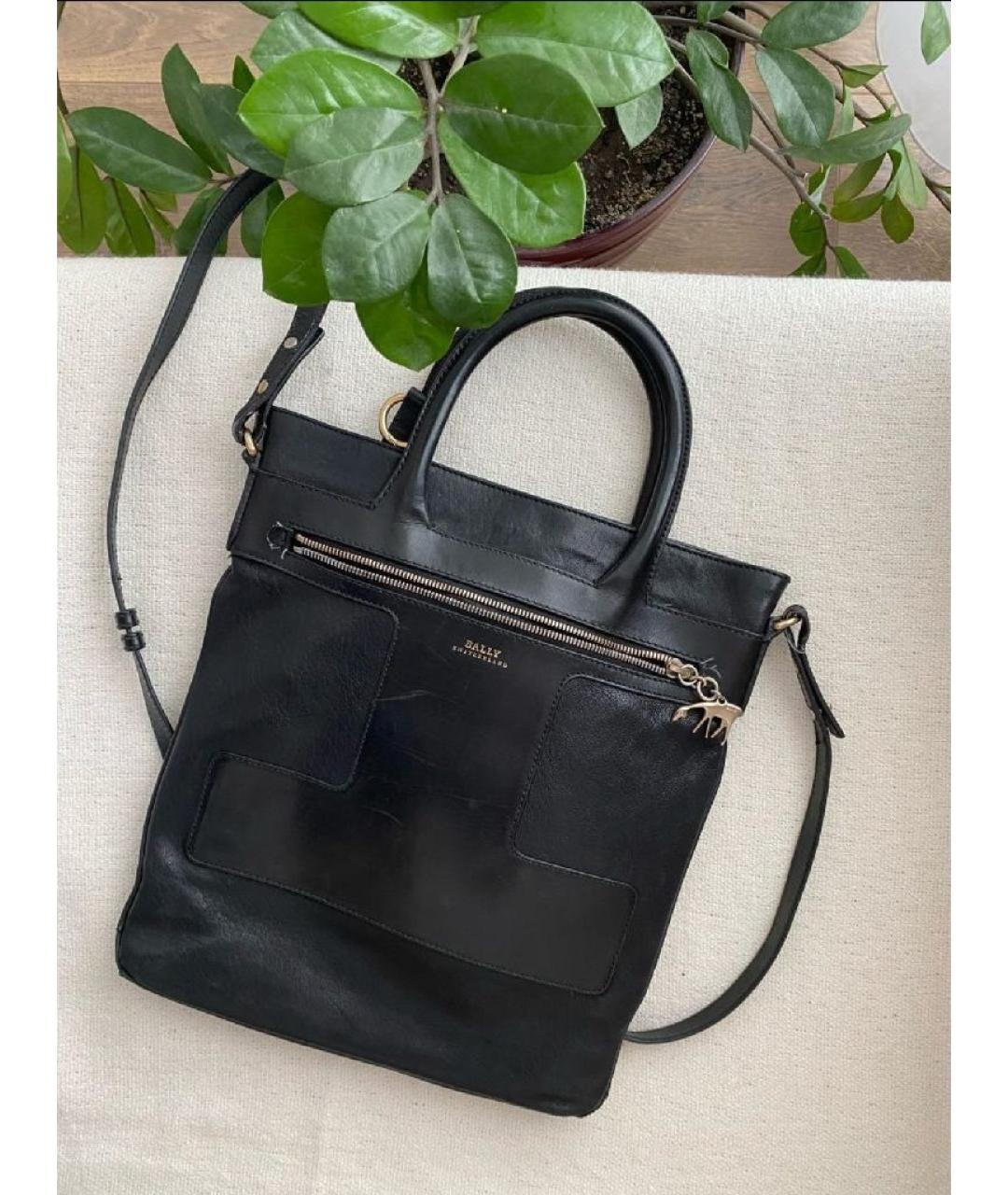 BALLY Черная кожаная сумка тоут, фото 9