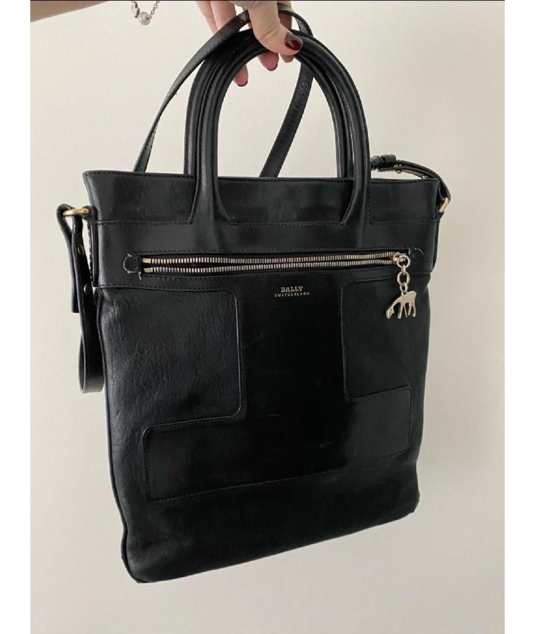 BALLY Черная кожаная сумка тоут, фото 2
