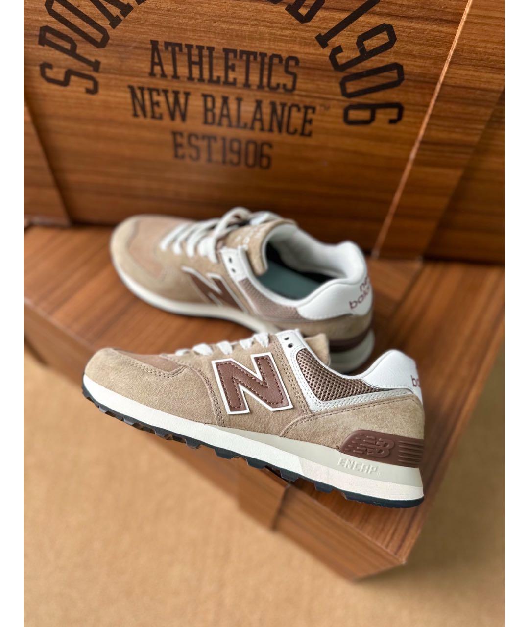 NEW BALANCE Бежевые замшевые низкие кроссовки / кеды, фото 7