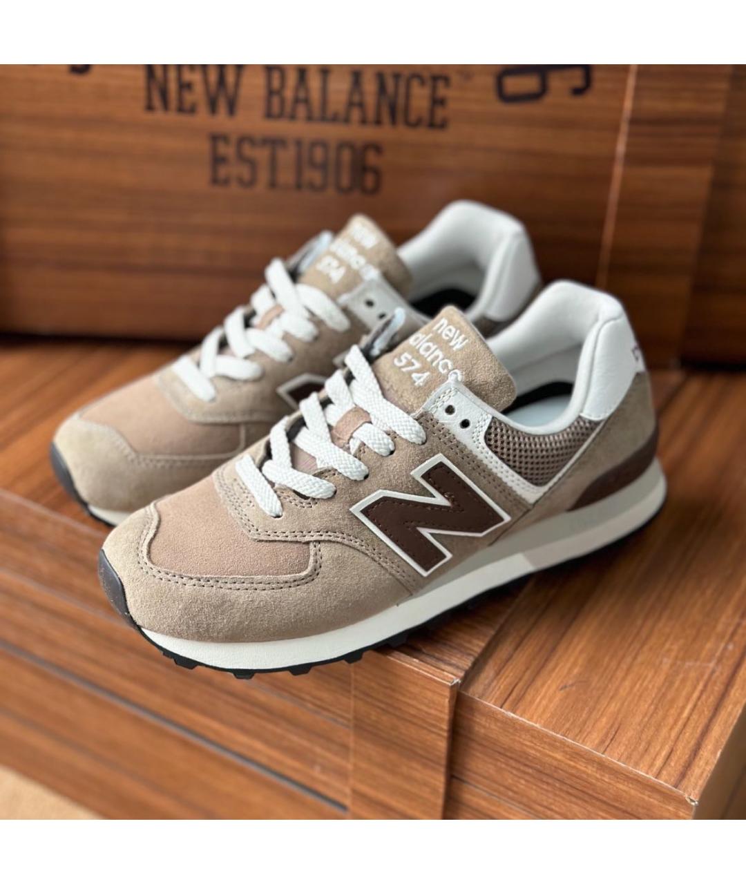 NEW BALANCE Бежевые замшевые низкие кроссовки / кеды, фото 5