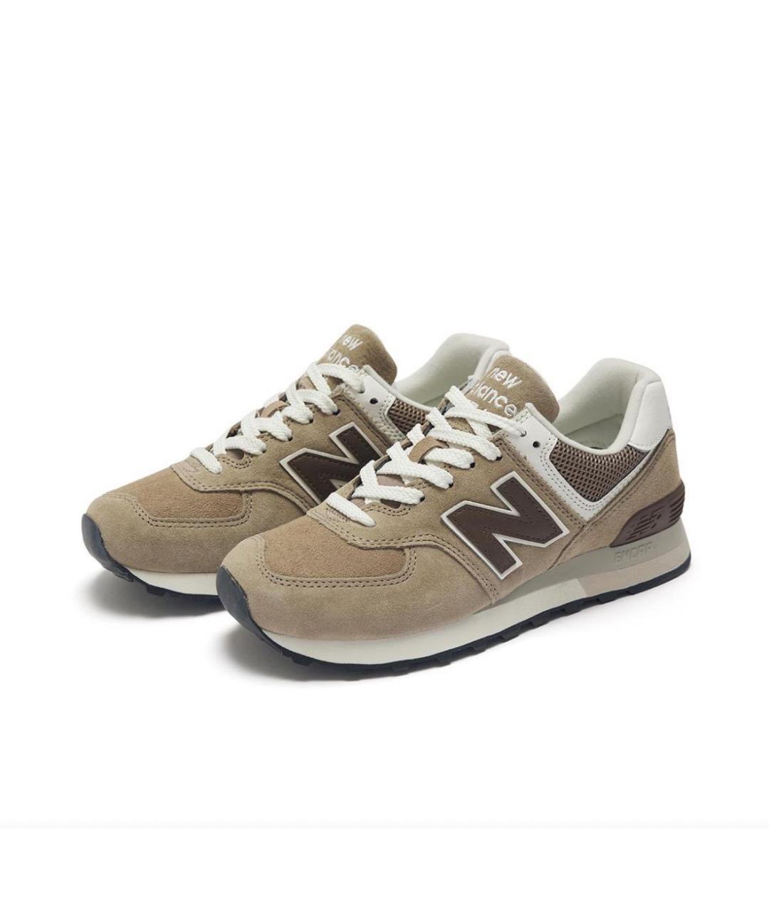 NEW BALANCE Бежевые замшевые низкие кроссовки / кеды, фото 2