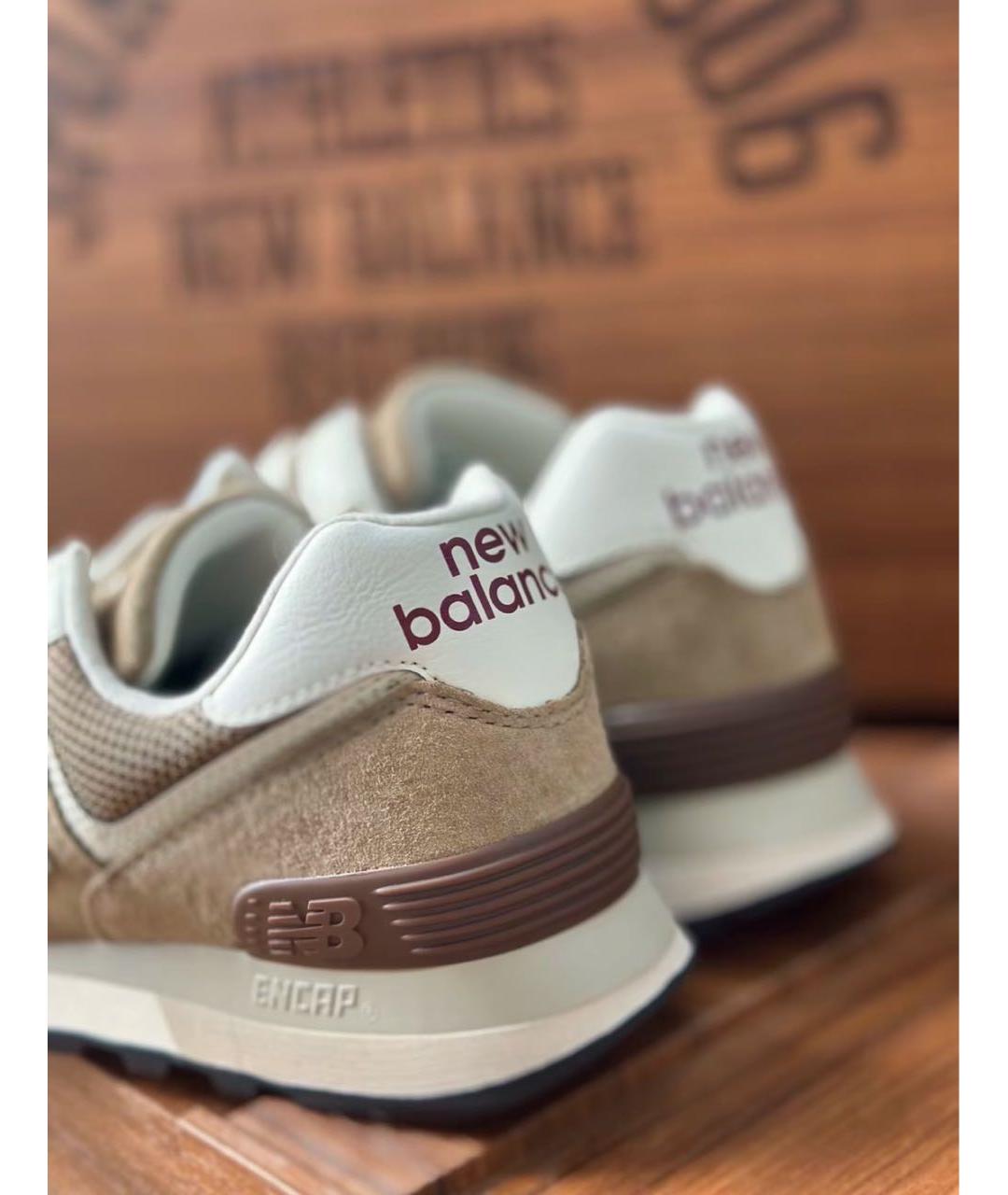 NEW BALANCE Бежевые замшевые низкие кроссовки / кеды, фото 5