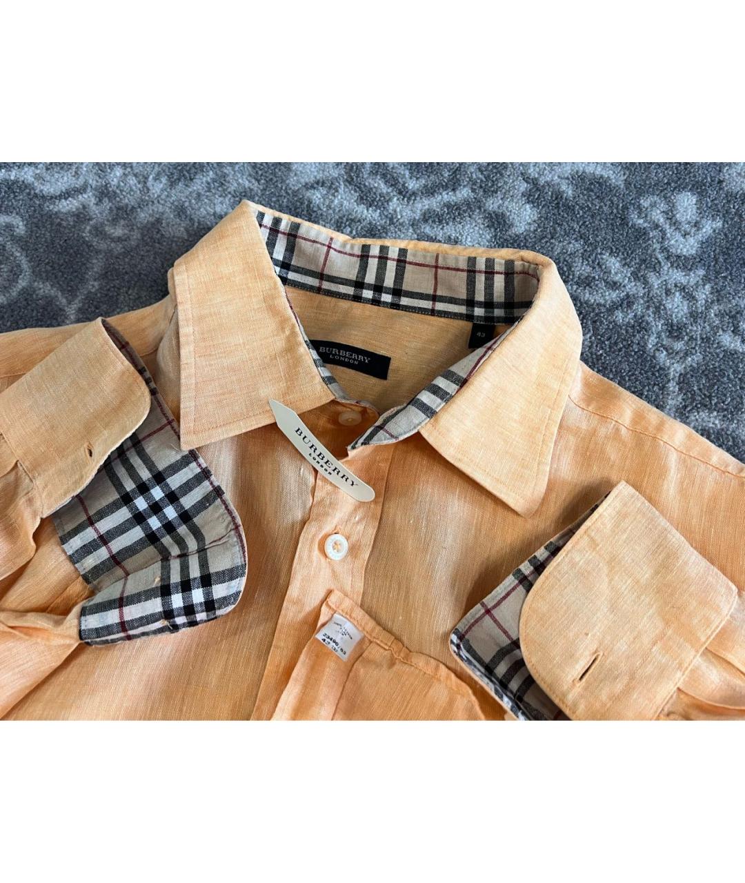 BURBERRY Оранжевая льняная кэжуал рубашка, фото 3