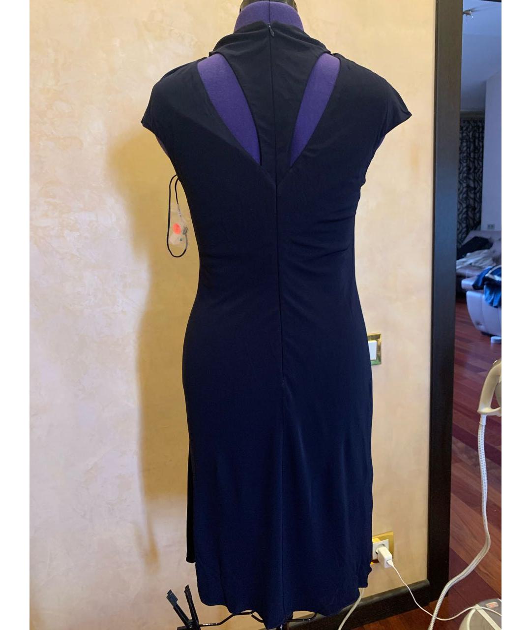 BADGLEY MISCHKA Темно-синее вискозное коктейльное платье, фото 2