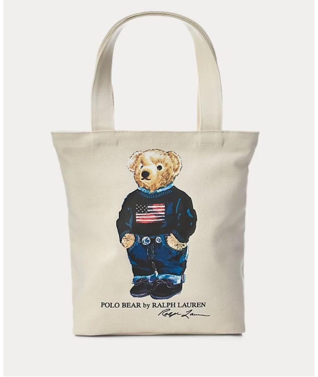 POLO RALPH LAUREN Бежевая хлопковая сумка тоут, фото 8