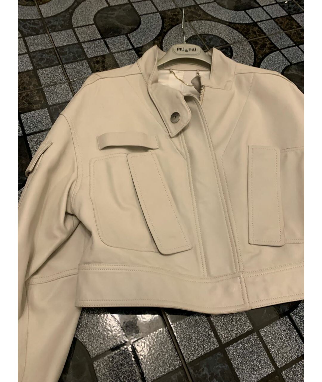 'S MAX MARA Бежевая кожаная куртка, фото 4