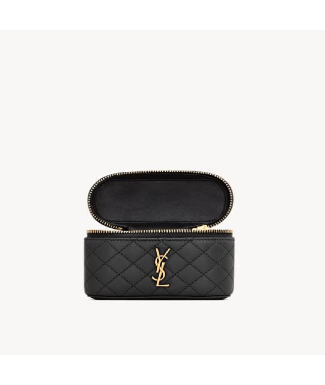 SAINT LAURENT Черная кожаная сумка через плечо, фото 3