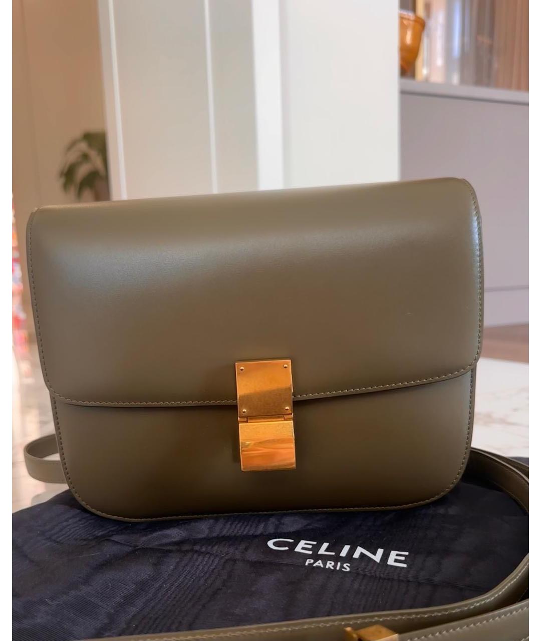 CELINE Хаки кожаная сумка через плечо, фото 3