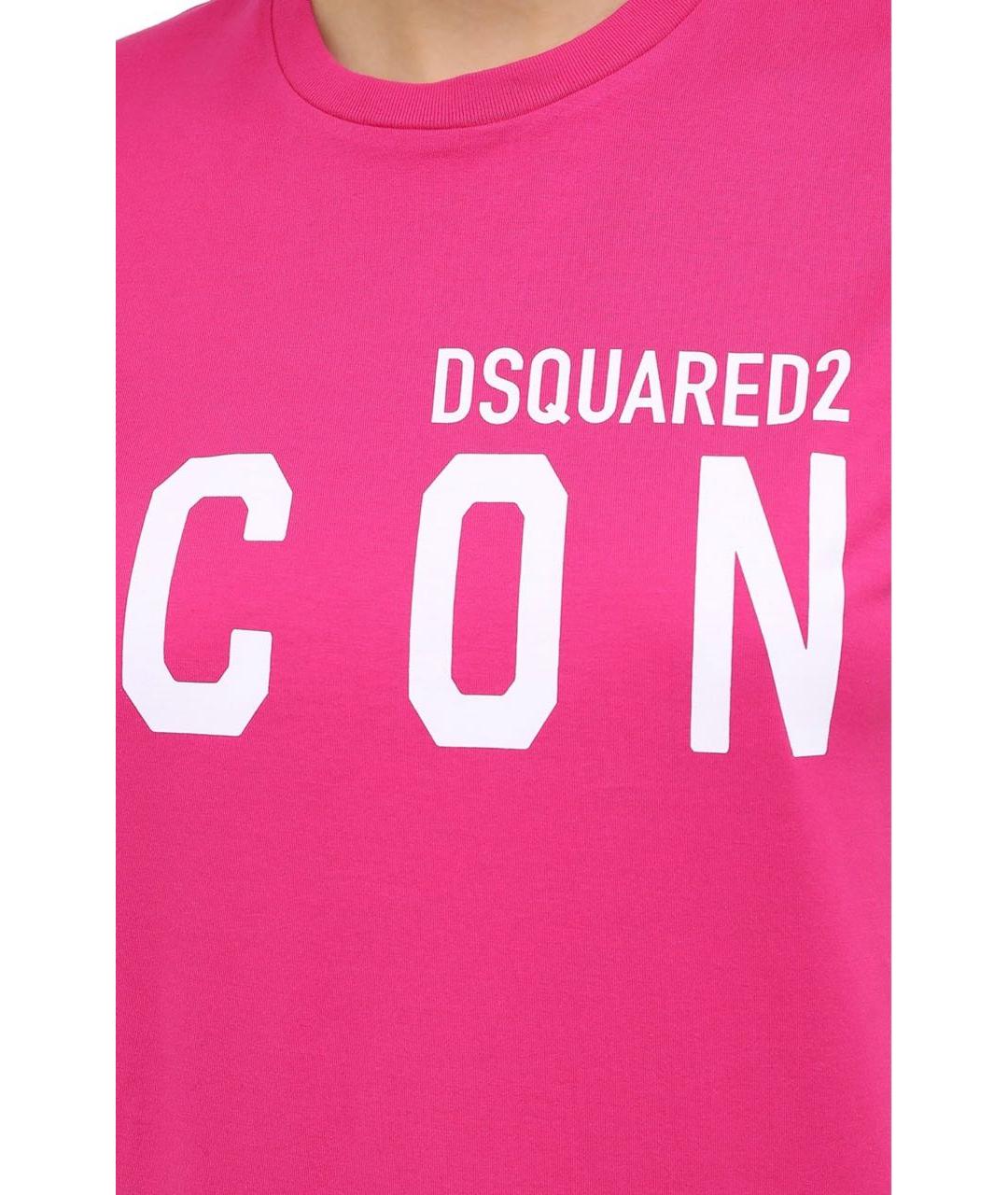 DSQUARED2 Розовая хлопковая футболка, фото 4