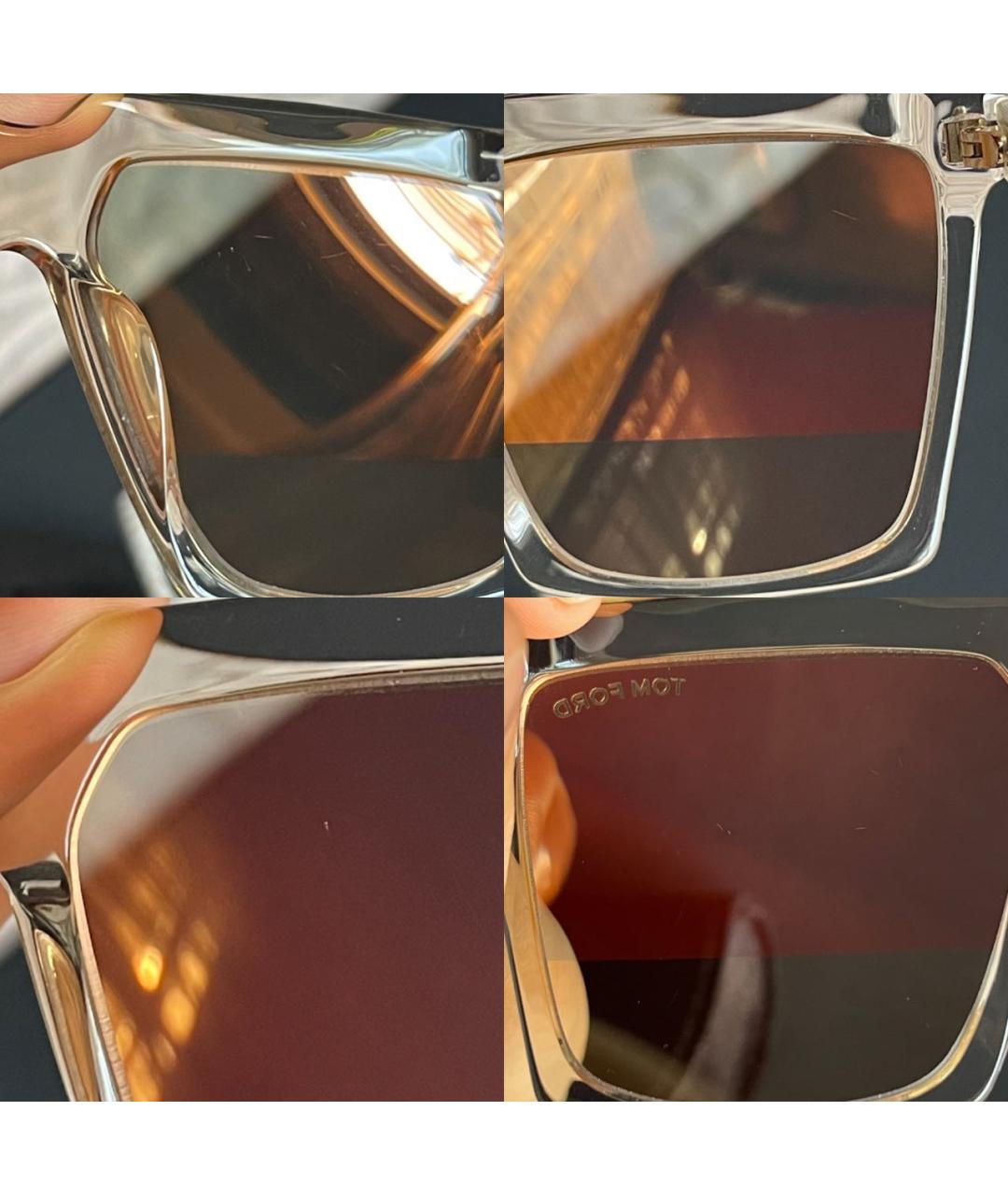 TOM FORD Золотые пластиковые солнцезащитные очки, фото 6