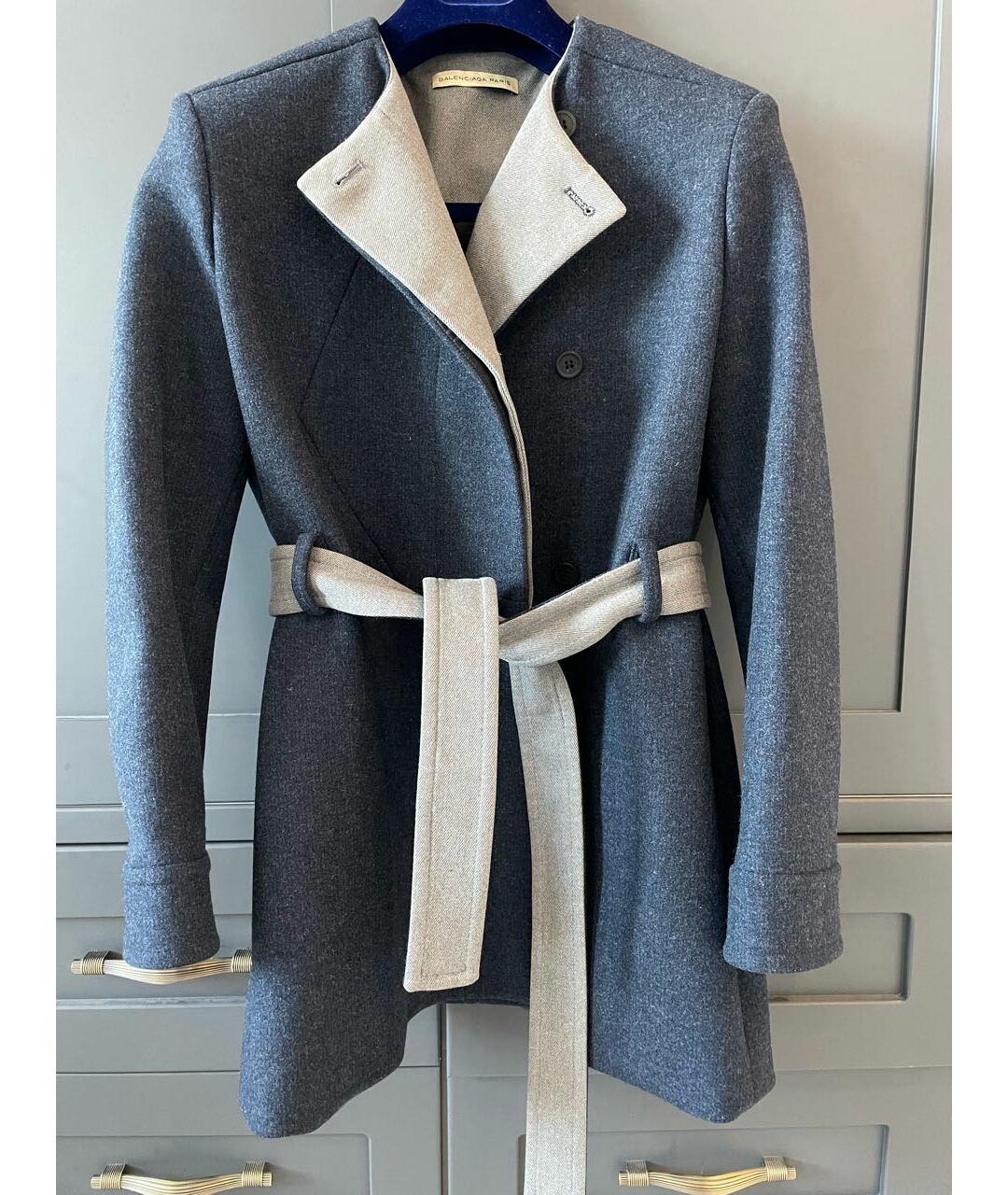 BALENCIAGA Темно-синее шерстяное пальто, фото 5