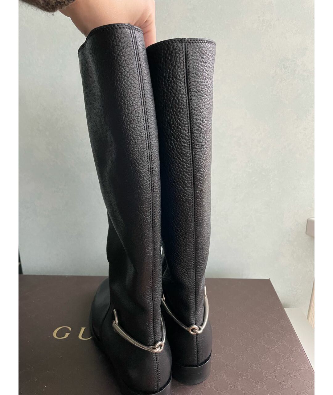 GUCCI Черные кожаные сапоги, фото 2