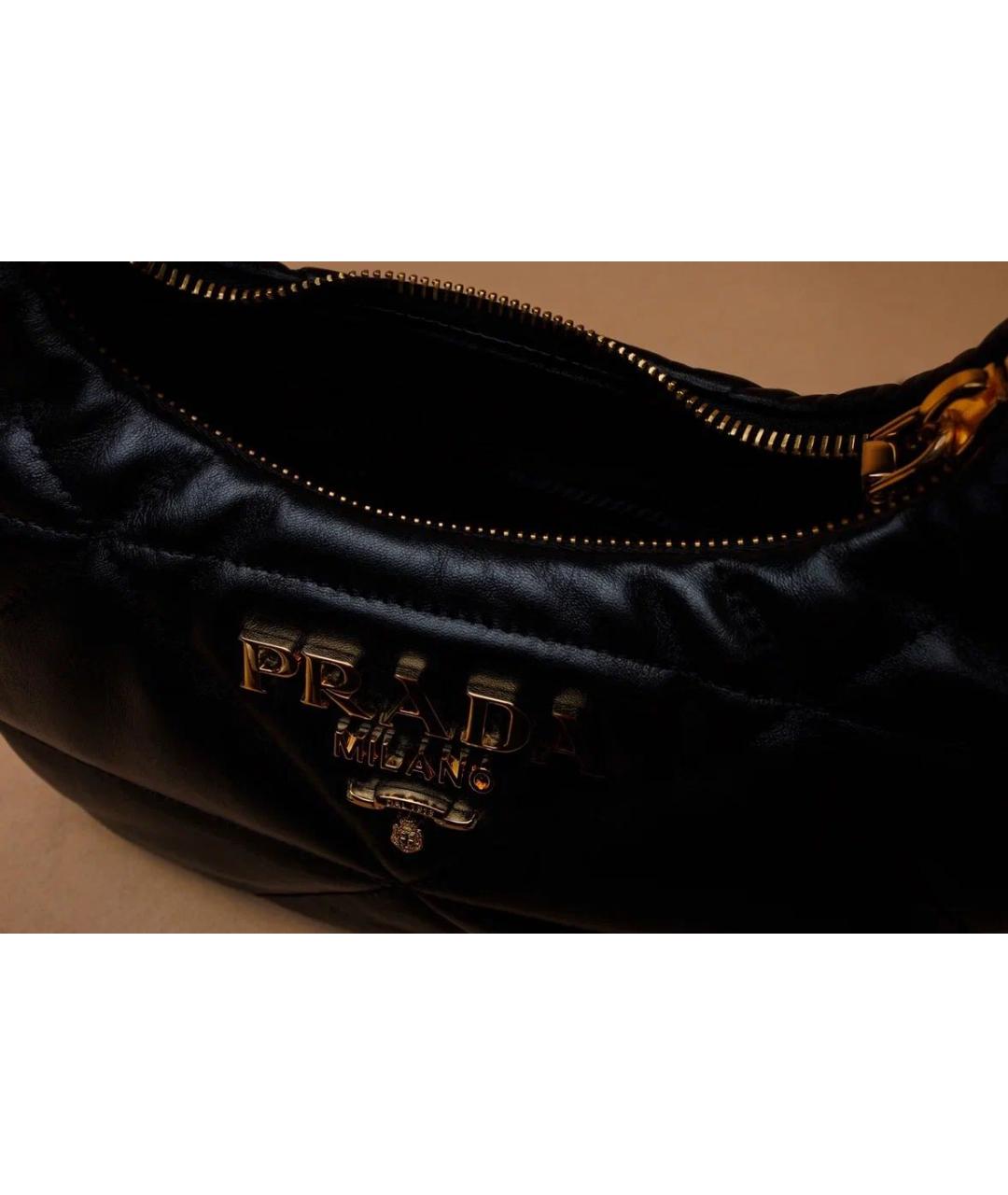PRADA Черная кожаная сумка с короткими ручками, фото 4