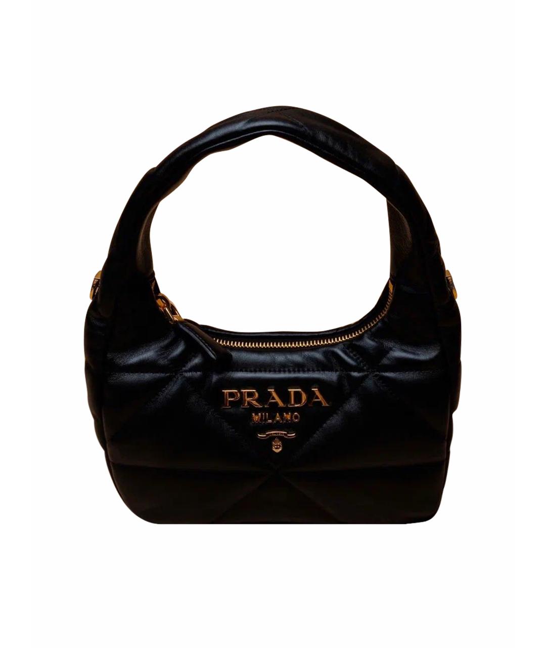 PRADA Черная кожаная сумка с короткими ручками, фото 1