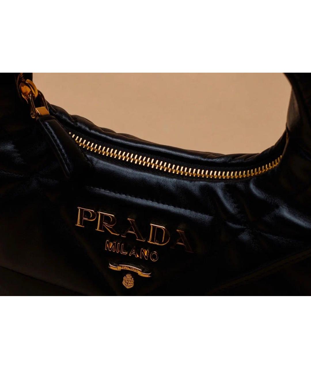 PRADA Черная кожаная сумка с короткими ручками, фото 5