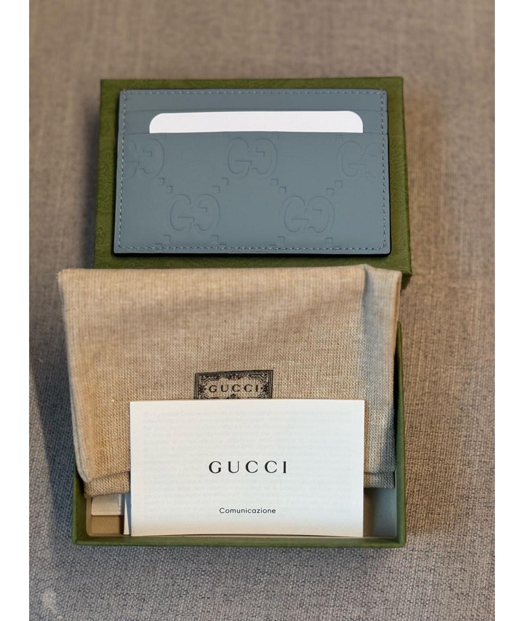 GUCCI Голубой кожаный кардхолдер, фото 2