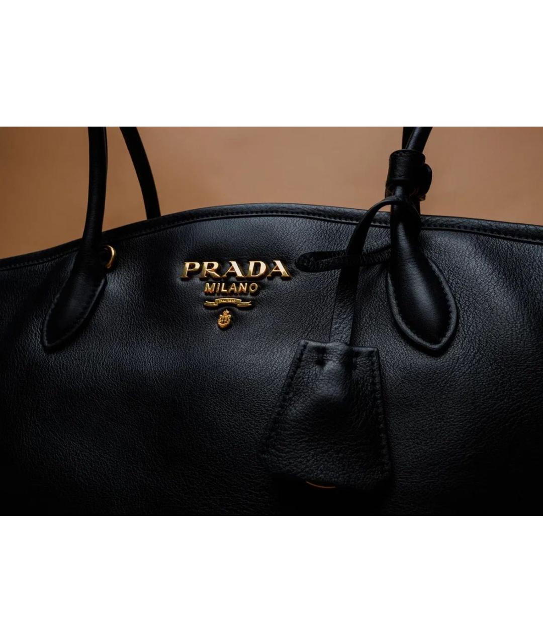 PRADA Черная кожаная сумка с короткими ручками, фото 5