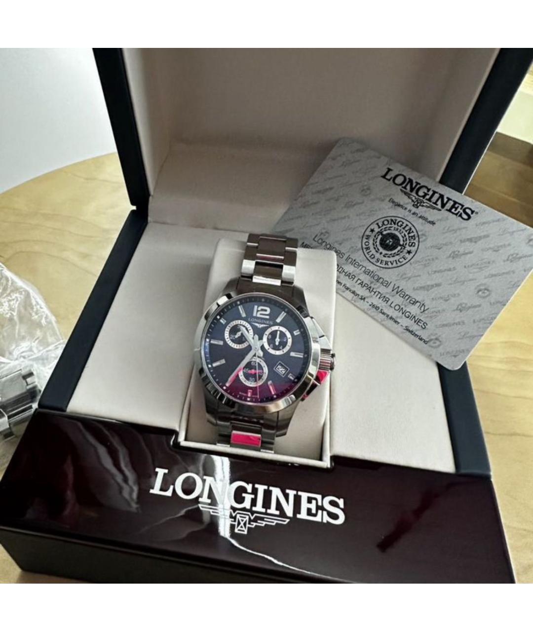 LONGINES Синие металлические часы, фото 5