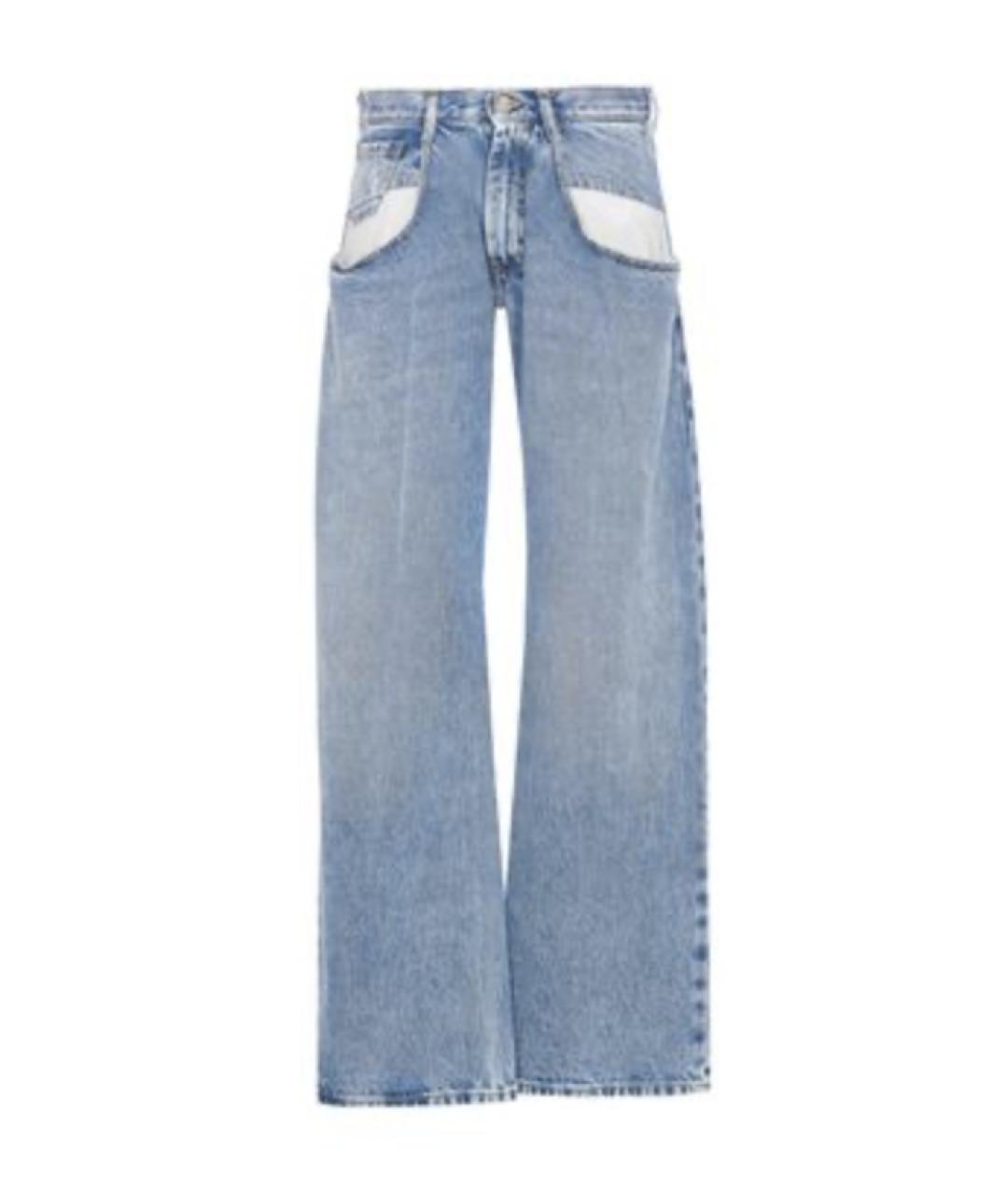 MAISON MARGIELA Голубые хлопковые прямые джинсы, фото 1