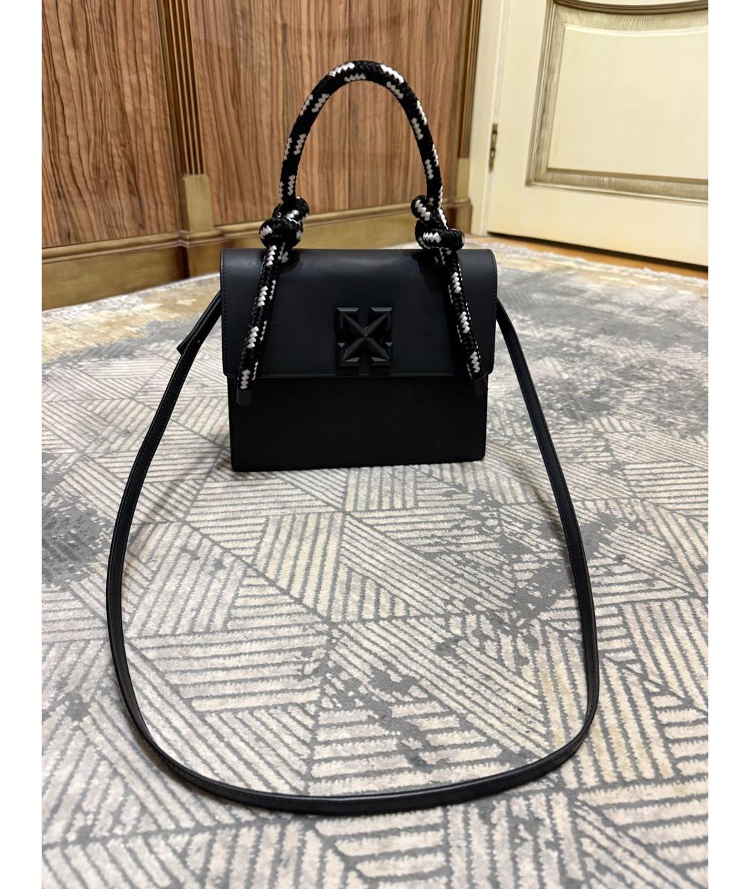 OFF-WHITE Черная кожаная сумка через плечо, фото 5