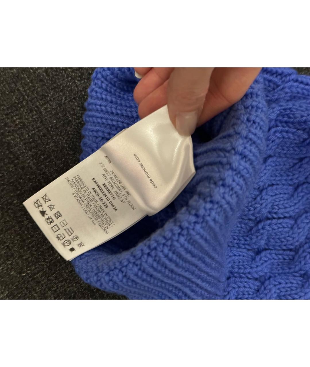 MONCLER Синяя шапка, фото 4