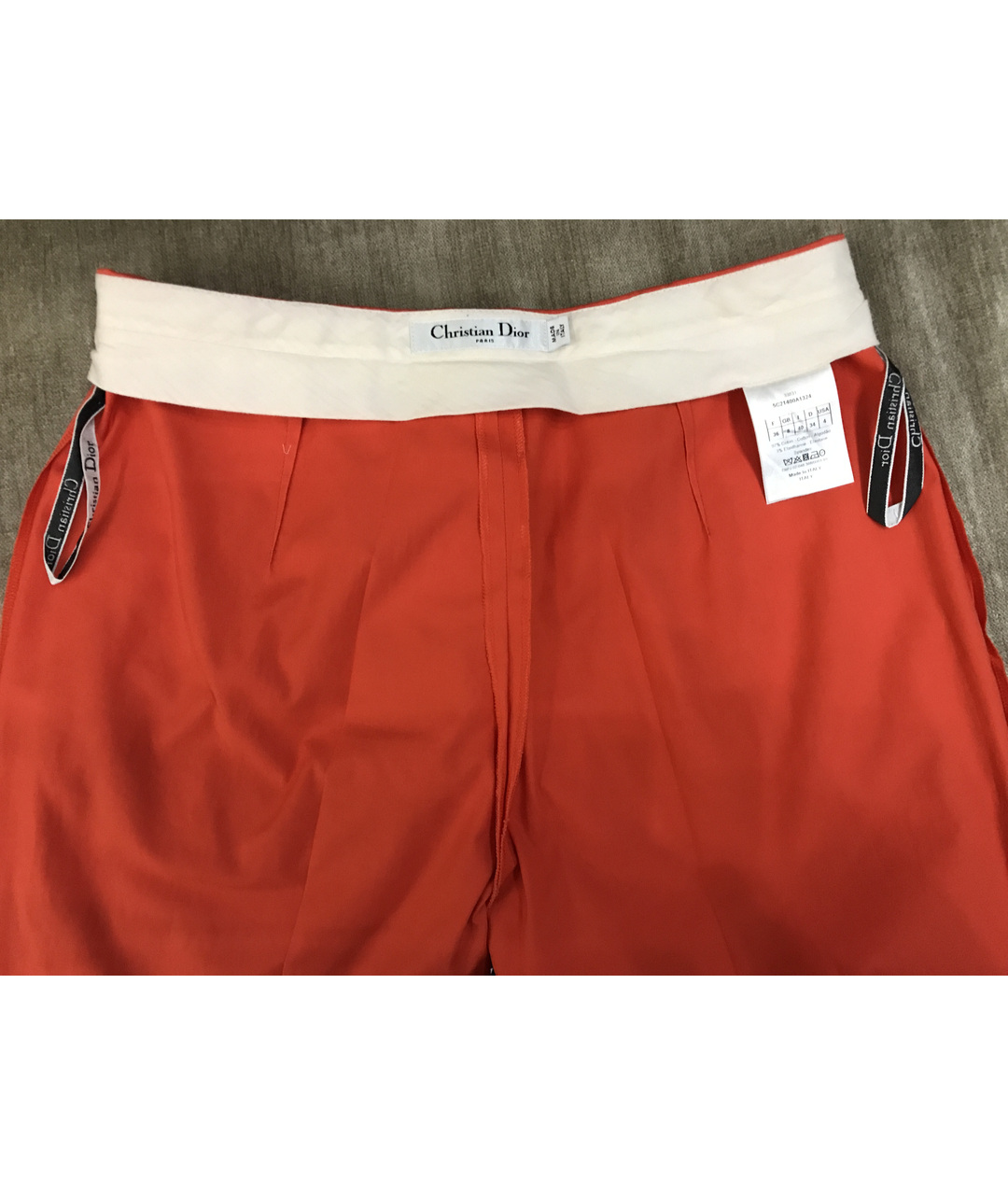 CHRISTIAN DIOR PRE-OWNED Оранжевое хлопковые прямые брюки, фото 3
