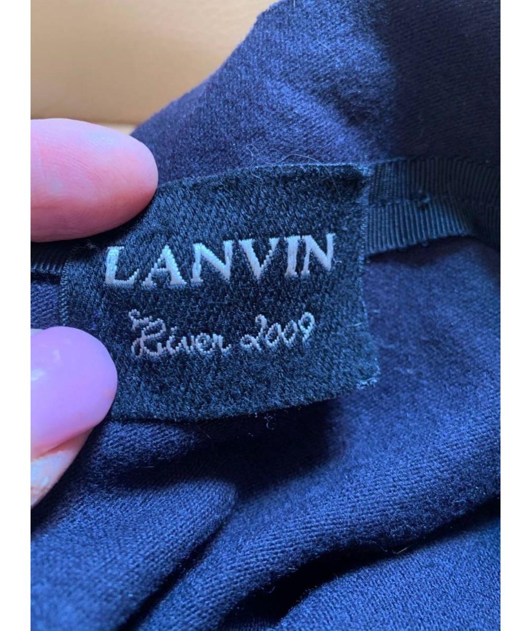 LANVIN Темно-синяя шерстяная юбка миди, фото 3