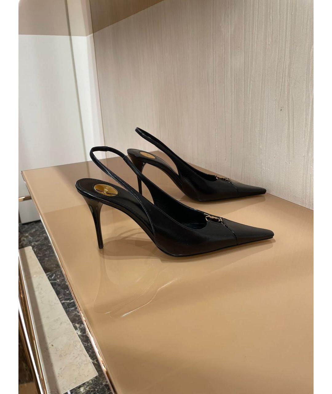 SAINT LAURENT Черные кожаные туфли, фото 4