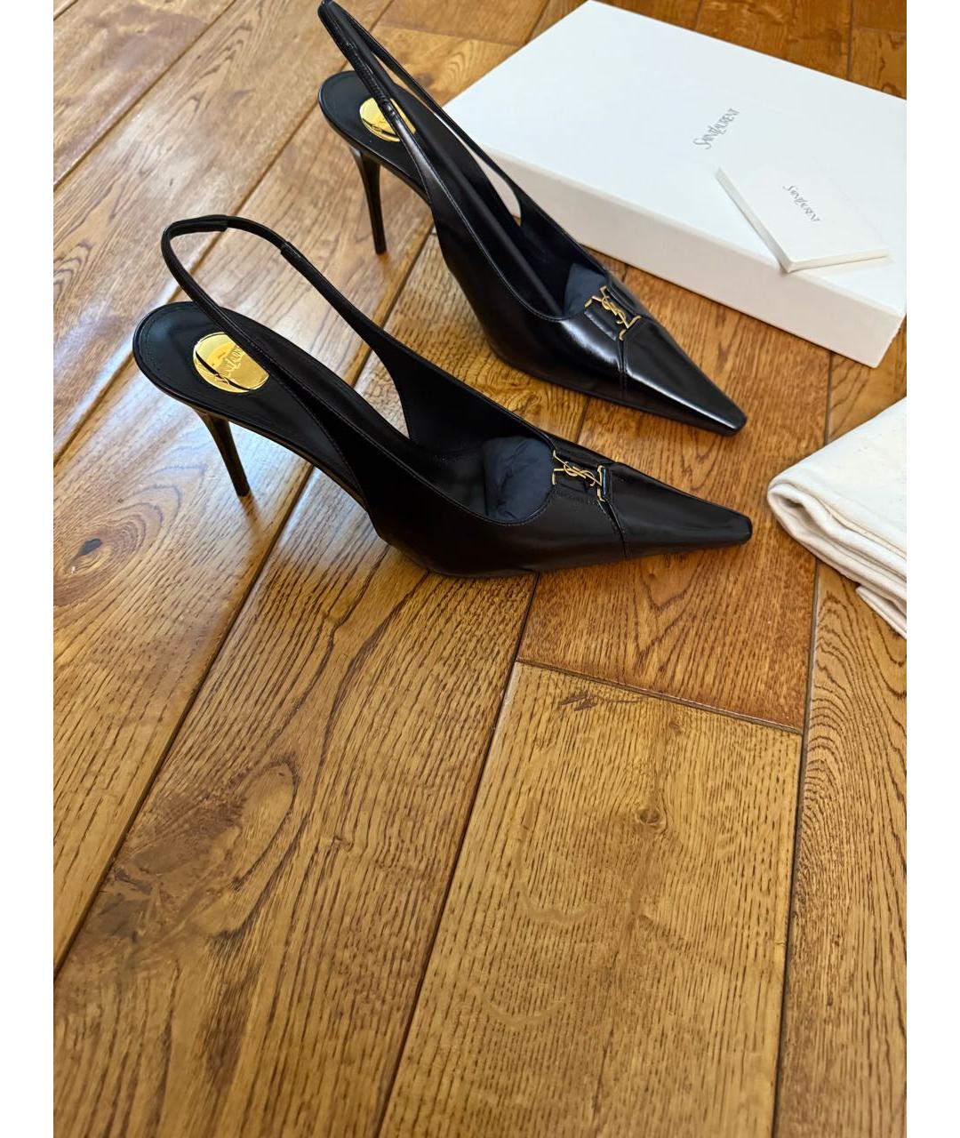 SAINT LAURENT Черные кожаные туфли, фото 6