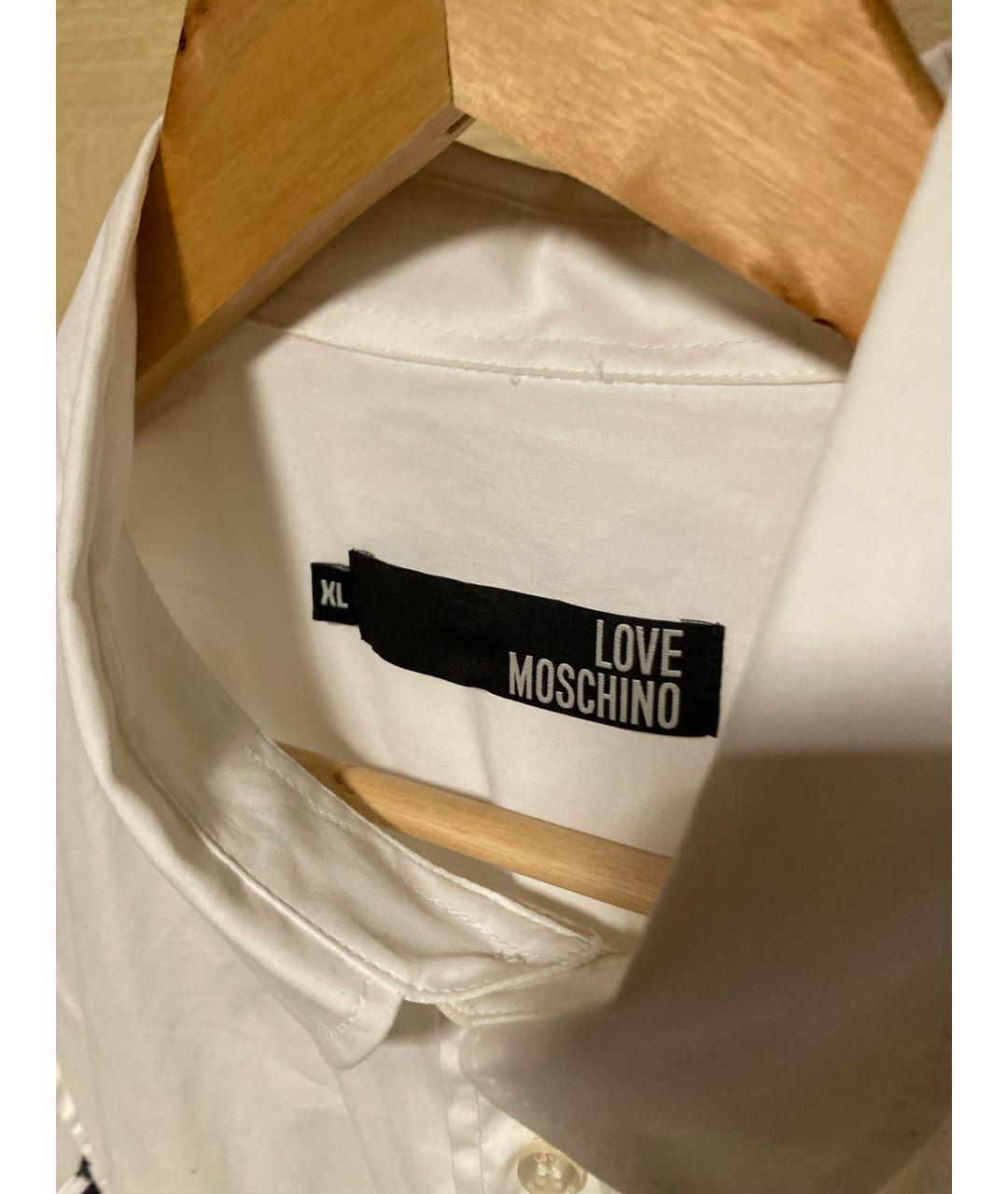LOVE MOSCHINO Белая хлопковая кэжуал рубашка, фото 3