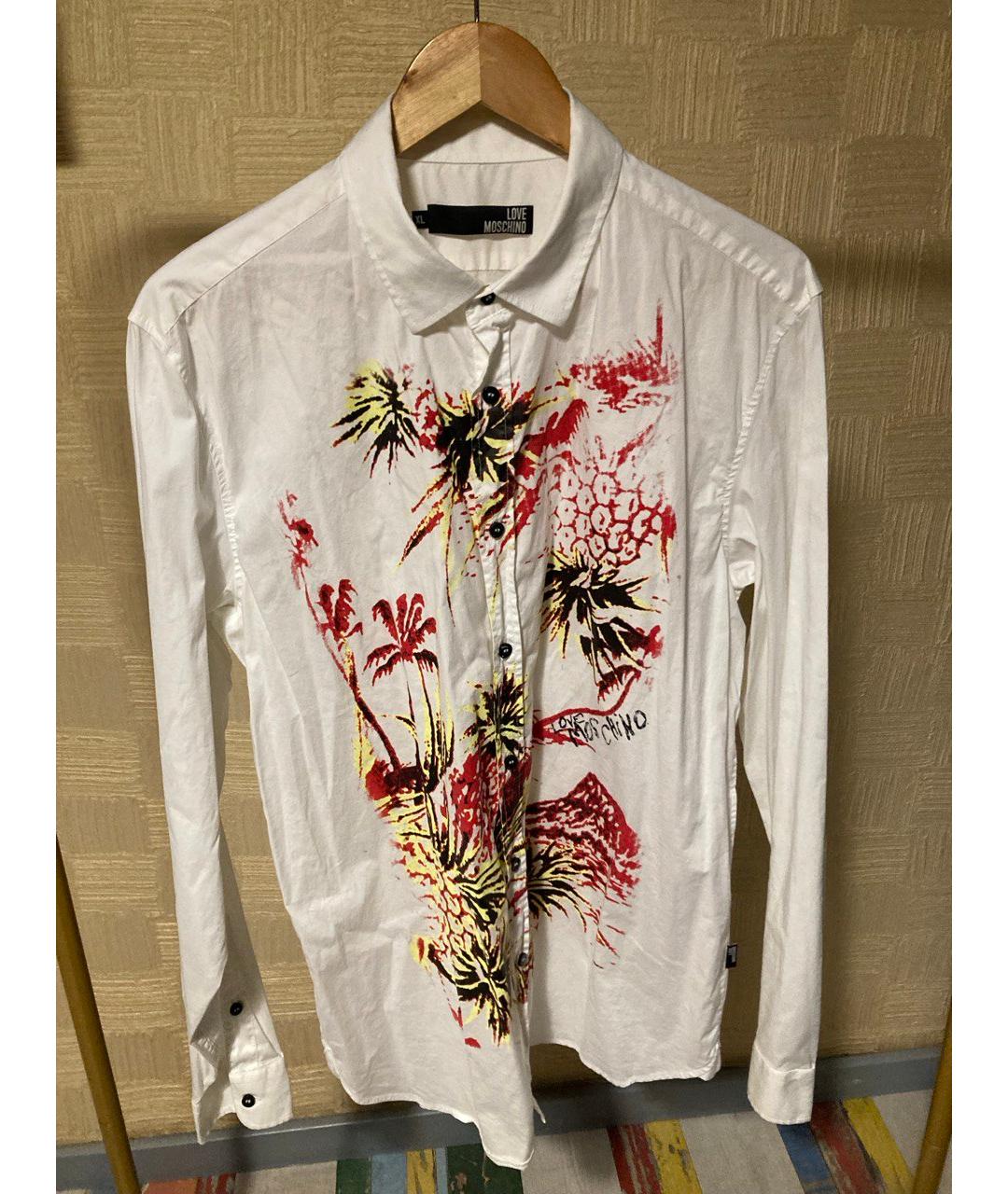 LOVE MOSCHINO Белая хлопковая кэжуал рубашка, фото 5