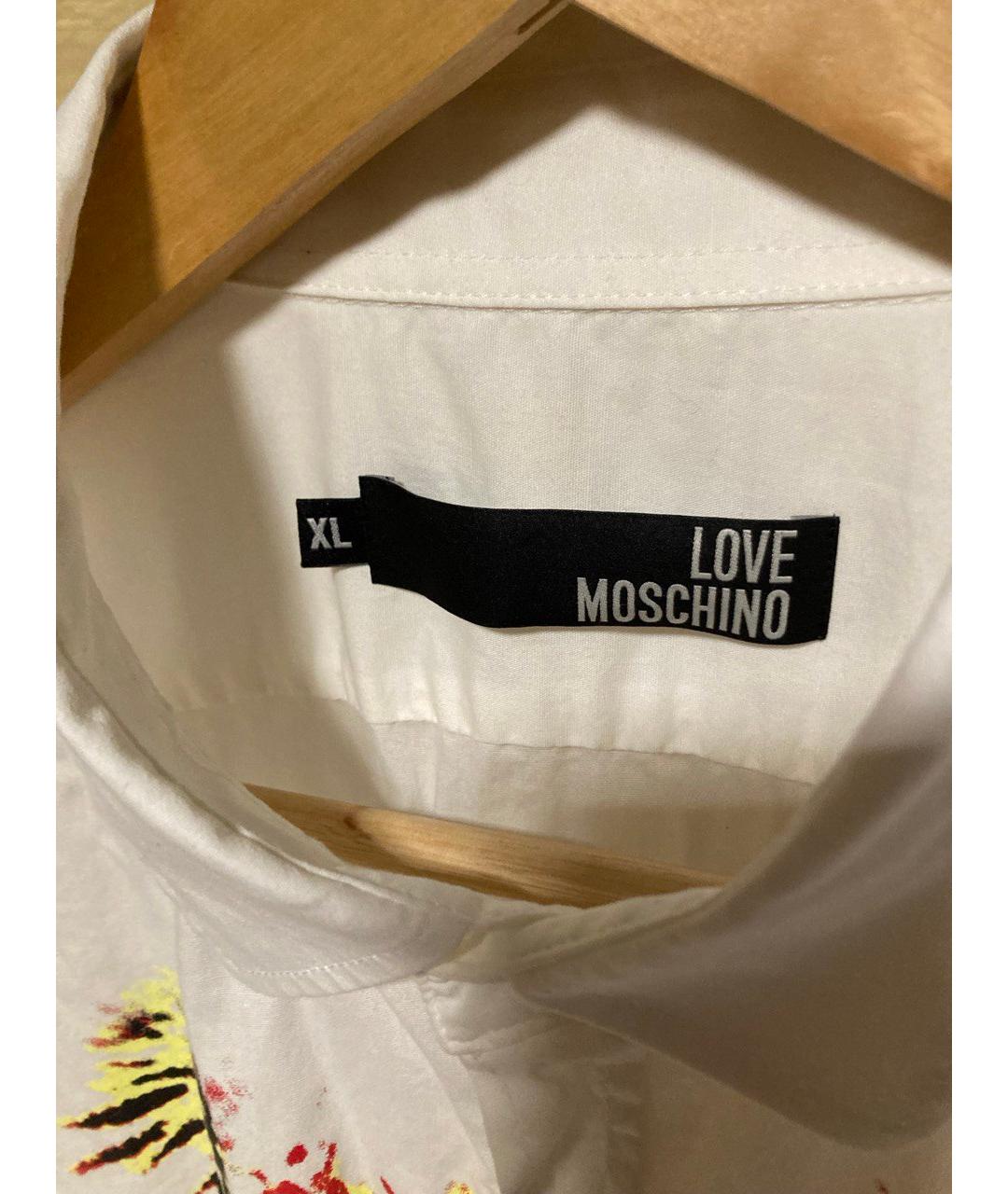 LOVE MOSCHINO Белая хлопковая кэжуал рубашка, фото 3