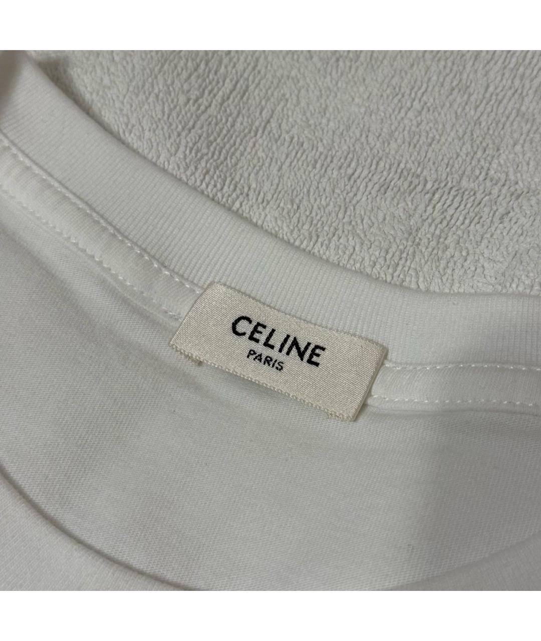 CELINE Белая хлопковая футболка, фото 3