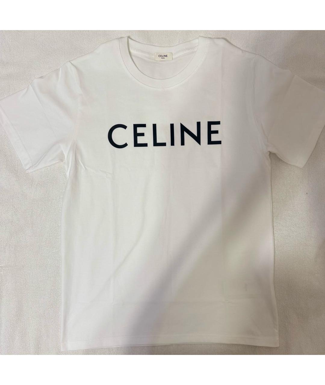 CELINE Белая хлопковая футболка, фото 2