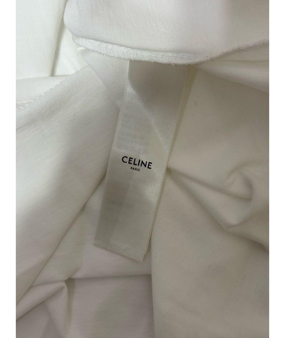 CELINE Белая хлопковая футболка, фото 5
