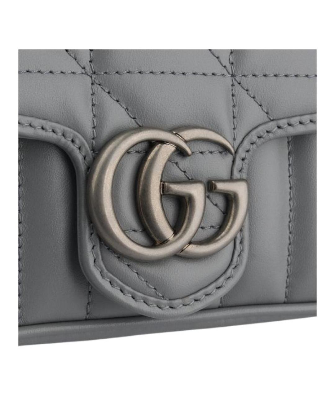 GUCCI Серая кожаная сумка через плечо, фото 4