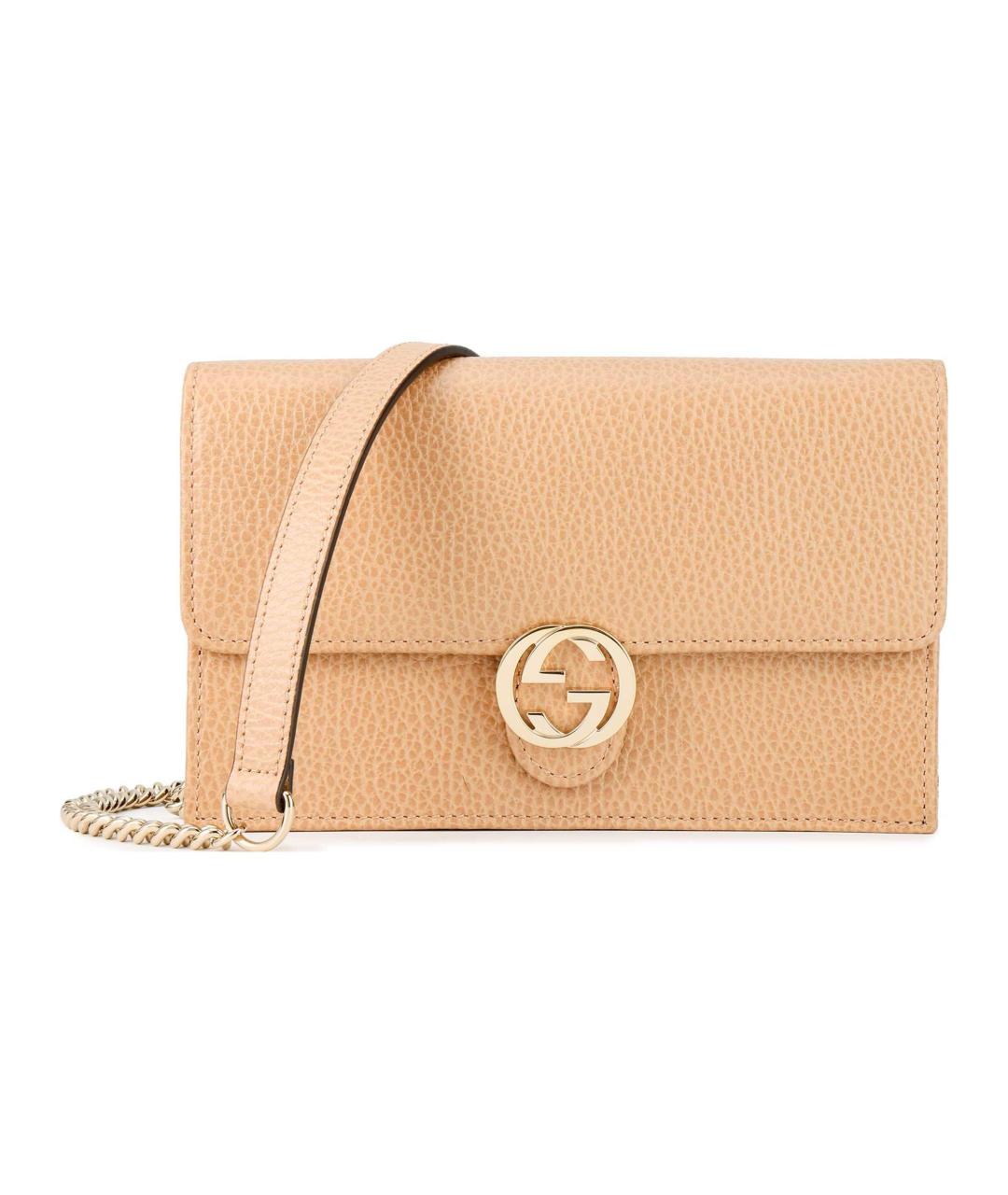 GUCCI Бежевая кожаная сумка через плечо, фото 2