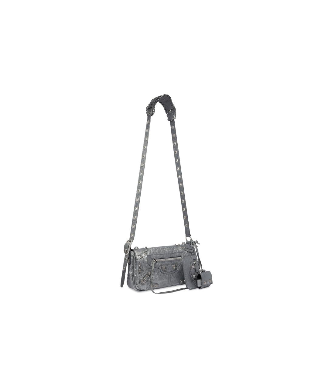 BALENCIAGA Серебряная кожаная сумка на плечо, фото 4