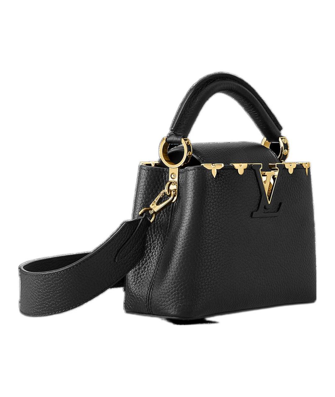 LOUIS VUITTON Черная кожаная сумка с короткими ручками, фото 2