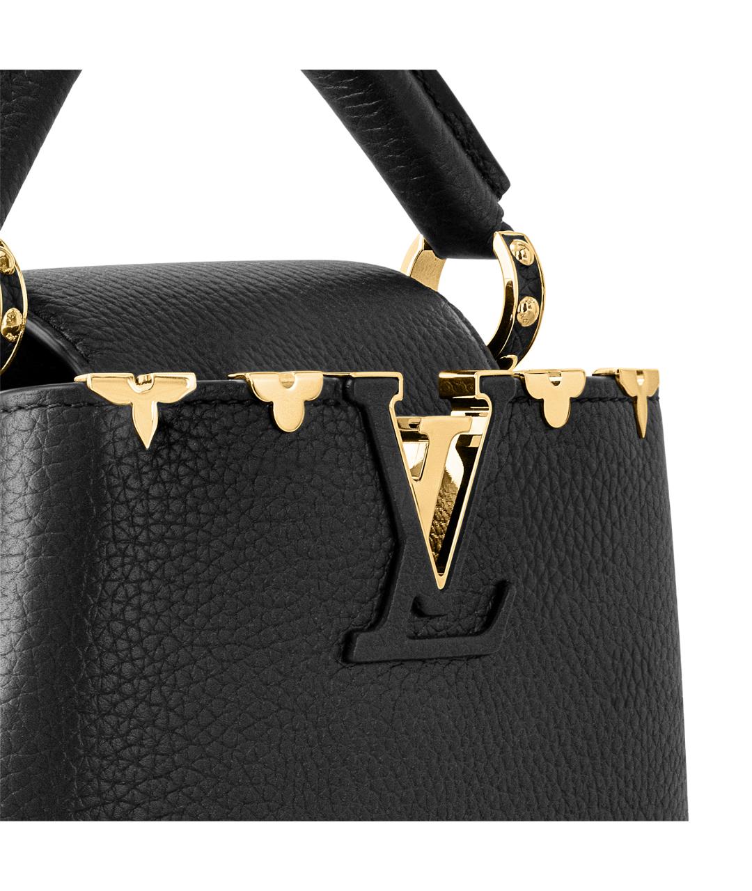 LOUIS VUITTON Черная кожаная сумка с короткими ручками, фото 6