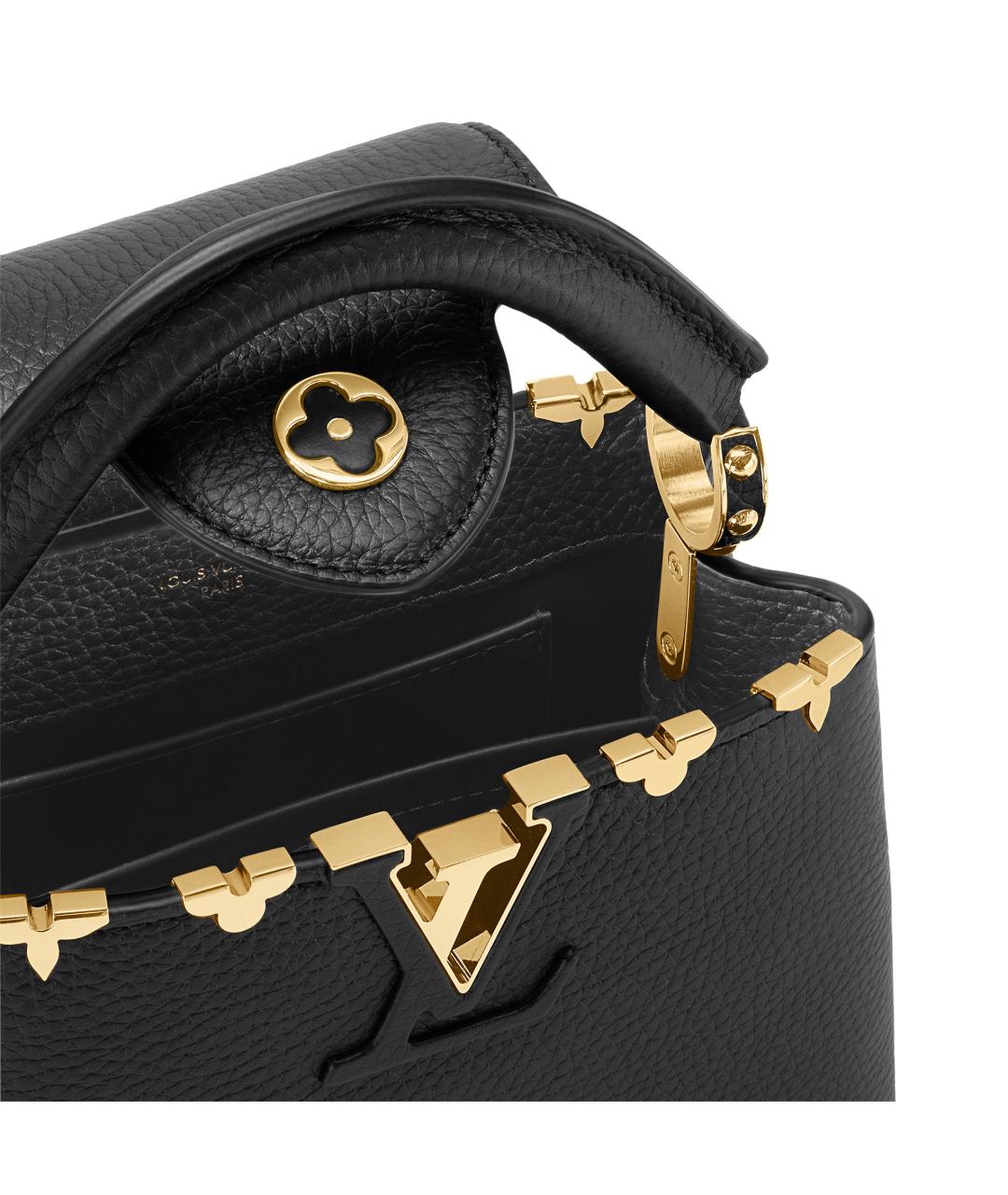 LOUIS VUITTON Черная кожаная сумка с короткими ручками, фото 7